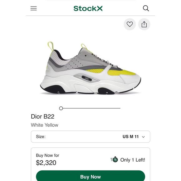 Size 44EU/11US- Dior B22 White Yellow Sneakers? Worn 1X/Retail $1.2K! main image 8